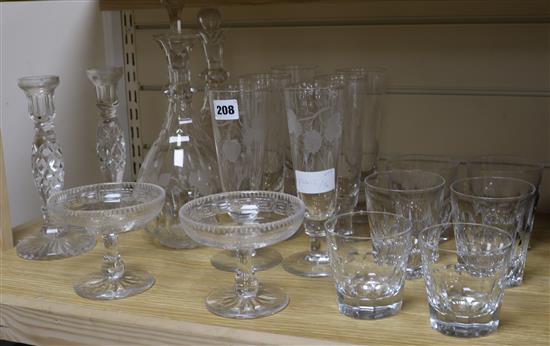 A collection of decanters and drinking glass